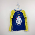 Load image into Gallery viewer, Mini Boden Graphic Educational T-shirt Dark Cobalt Gooseberry Yellow 8-9
