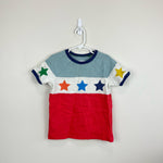 Load image into Gallery viewer, Colourblock Raglan T-shirt	Misty Blue/Strawberry Tart Red 5-6
