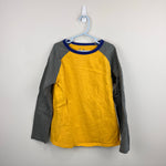 Load image into Gallery viewer, Mini Boden Long Sleeve Raglan T-Shirt Yellow Gray 9-10
