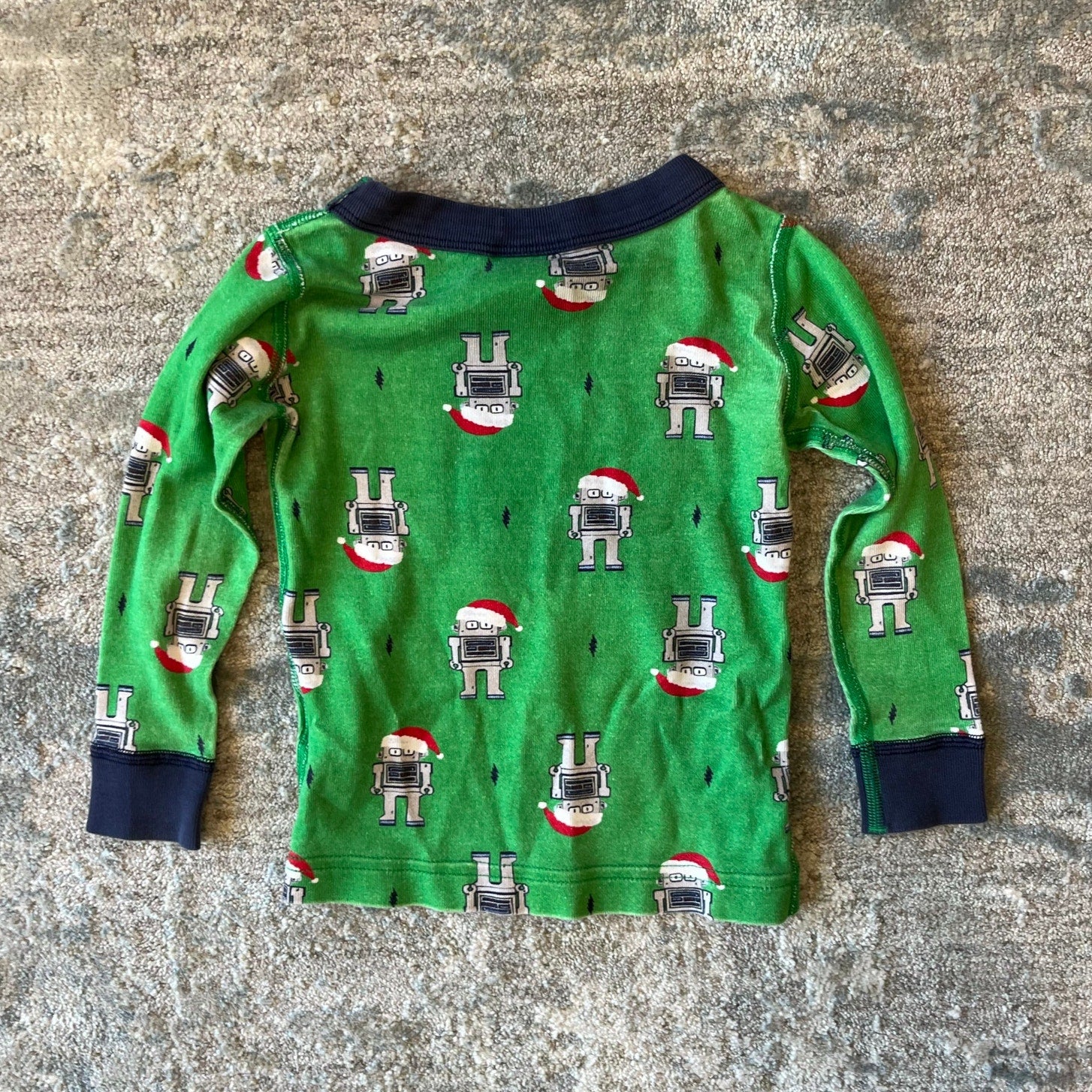 Hanna Andersson Green Santa Robot Long John Pajamas 80 cm 18-24 Months