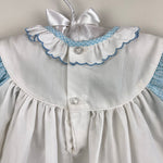 Load image into Gallery viewer, Vintage Grandma's Baby Blue White Pinafore Ruffle Dress Baby Girl
