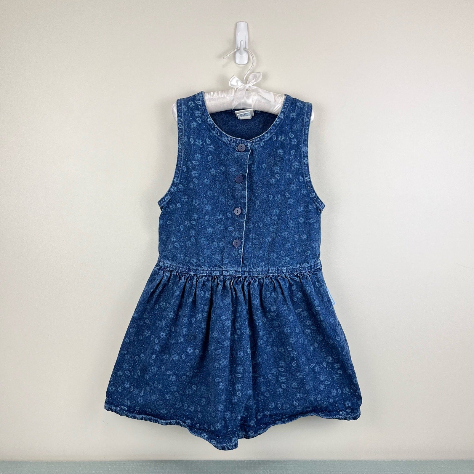 Vintage OshKosh B'gosh Blue Paisley Jumper Dress 6 USA