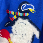 Load image into Gallery viewer, Mini Boden Fuzzy Blue Snowboarding Penguin Sweater 5-6
