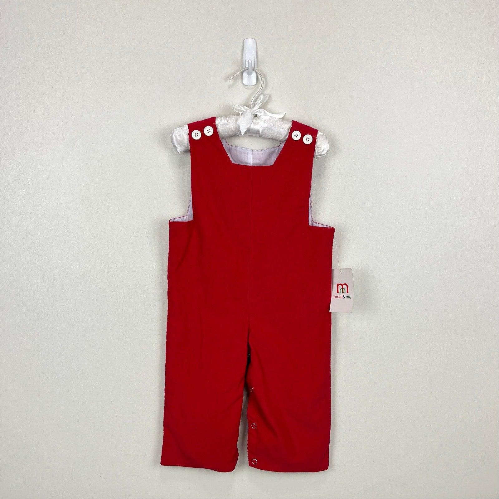 Mom & Me Festive Red Longall Overalls 6 Months NWT