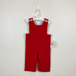 Load image into Gallery viewer, Mom &amp; Me Festive Red Longall Overalls 6 Months NWT
