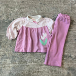 Load image into Gallery viewer, Vintage Healthtex Two Piece Purple Tulip Outfit 24 Months USA
