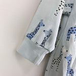 Load image into Gallery viewer, Kissy Love Kissy Kissy Blue Giraffe Zip Footie 6-9 Months

