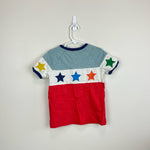 Load image into Gallery viewer, Colourblock Raglan T-shirt	Misty Blue/Strawberry Tart Red 5-6
