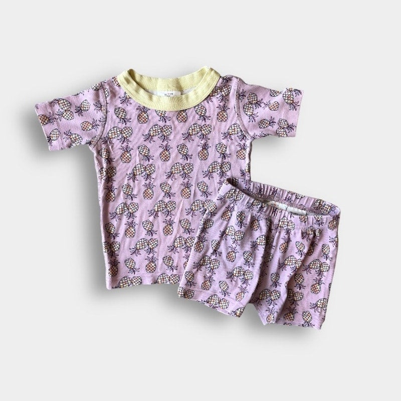 Hanna Andersson Purple Pineapple Short John PJs 90 cm 3T