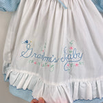 Load image into Gallery viewer, Vintage Grandma's Baby Blue White Pinafore Ruffle Dress Baby Girl
