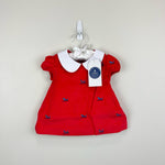 Load image into Gallery viewer, Classic Prep Childrenswear Paige Dress Tomato Red with Sleighs 6-9 Months NWT
