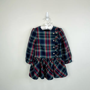 Mayoral Plaid Ruffle Long Sleeve Party Dress 24 Months