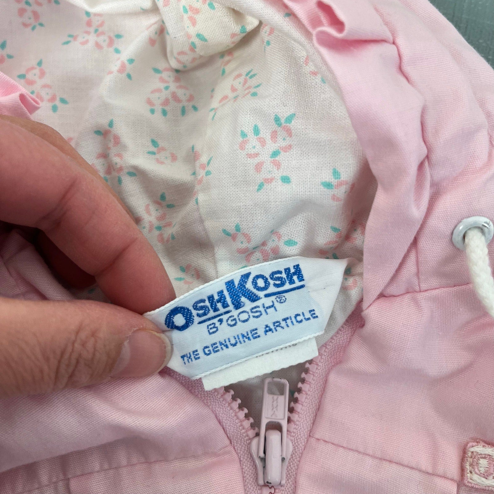 Vintage OshKosh B'gosh Pink Hooded Windbreaker 12 Months USA