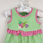 Load image into Gallery viewer, Vintage Good Lad Ruffle Fruit Romper &amp; Sun Hat 12 Months
