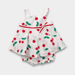 Load image into Gallery viewer, Vintage Y2K Miniwear White Red Cherries Dress Set 0-3 Months
