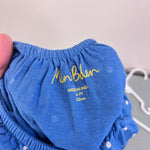 Load image into Gallery viewer, Mini Boden Elizabethan Blue Spot Ruffle Neck Top 6/7
