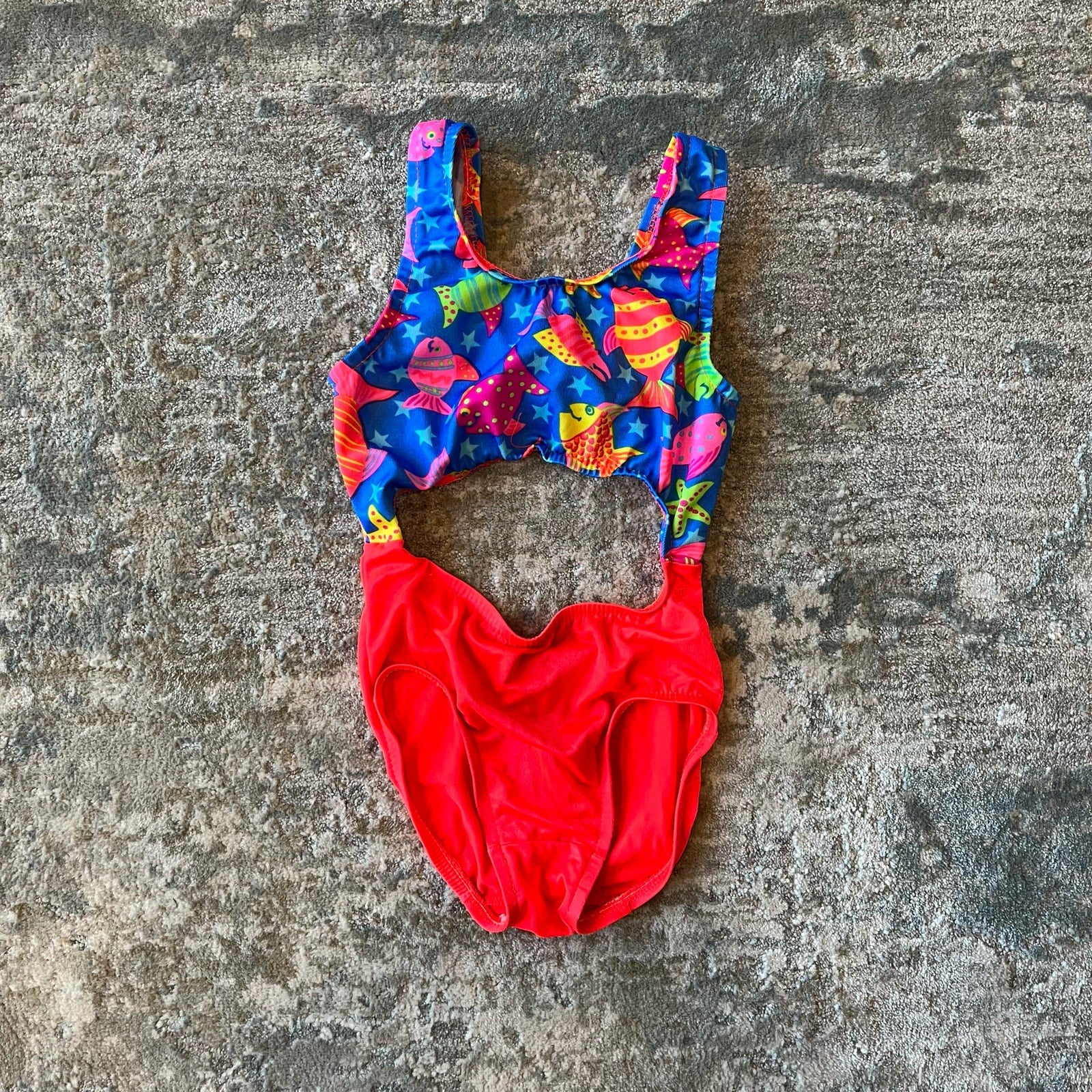 Vintage Girls One Piece Fish Bathing Suit 6 USA