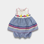 Load image into Gallery viewer, Vintage Y2K Youngland Seersucker Lady Bug Flower Applique Dress 3-6 Months
