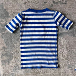 Load image into Gallery viewer, Hanna Andersson Blue &amp; White Striped Snoopy Fireworks Short John PJs 130 cm 8
