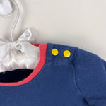 Load image into Gallery viewer, Mini Boden Fire Truck Applique T-Shirt Beacon Blue Fire Engine 6-12 Months
