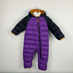 Load image into Gallery viewer, L.L. Bean Infants’ Ultralight 650 Down Bunting Snowsuit Purple Black 3-6 Months
