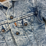 Load image into Gallery viewer, Vintage Levi's Acid Wash Sherpa Lined Orange Tab Denim Jacket 6 USA
