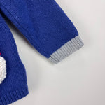Load image into Gallery viewer, Mini Baby Boden Starboard Blue Santa Cardigan Sweater 3-6 Months
