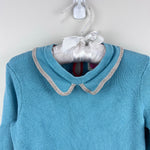 Load image into Gallery viewer, Mini Boden Long Sleeve Metallic Blue Knit Collared Dress 2-3
