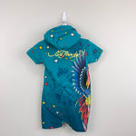 Load image into Gallery viewer, Vintage Y2K Ed Hardy Kids Hooded Teal Shortall Romper 12-18 Months
