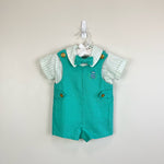 Load image into Gallery viewer, Vintage Good Lad Green Shortall Romper Set 12 Months USA
