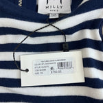 Load image into Gallery viewer, Milly Mini Textured Wave Flare Dress Navy Blue Stripes 7/8 NWT
