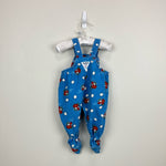 Load image into Gallery viewer, Vintage OshKosh B&#39;gosh Blue Airplane Footie Overalls 3-6 MOnths
