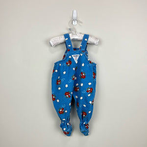 Vintage OshKosh B'gosh Blue Airplane Footie Overalls 3-6 MOnths