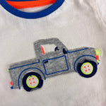 Load image into Gallery viewer, Mini Boden Jersey Short Set Blue Stripe Applique Truck 0-3 Months
