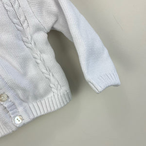 Sarah Louise White Cable Knit Cardigan 6 Months