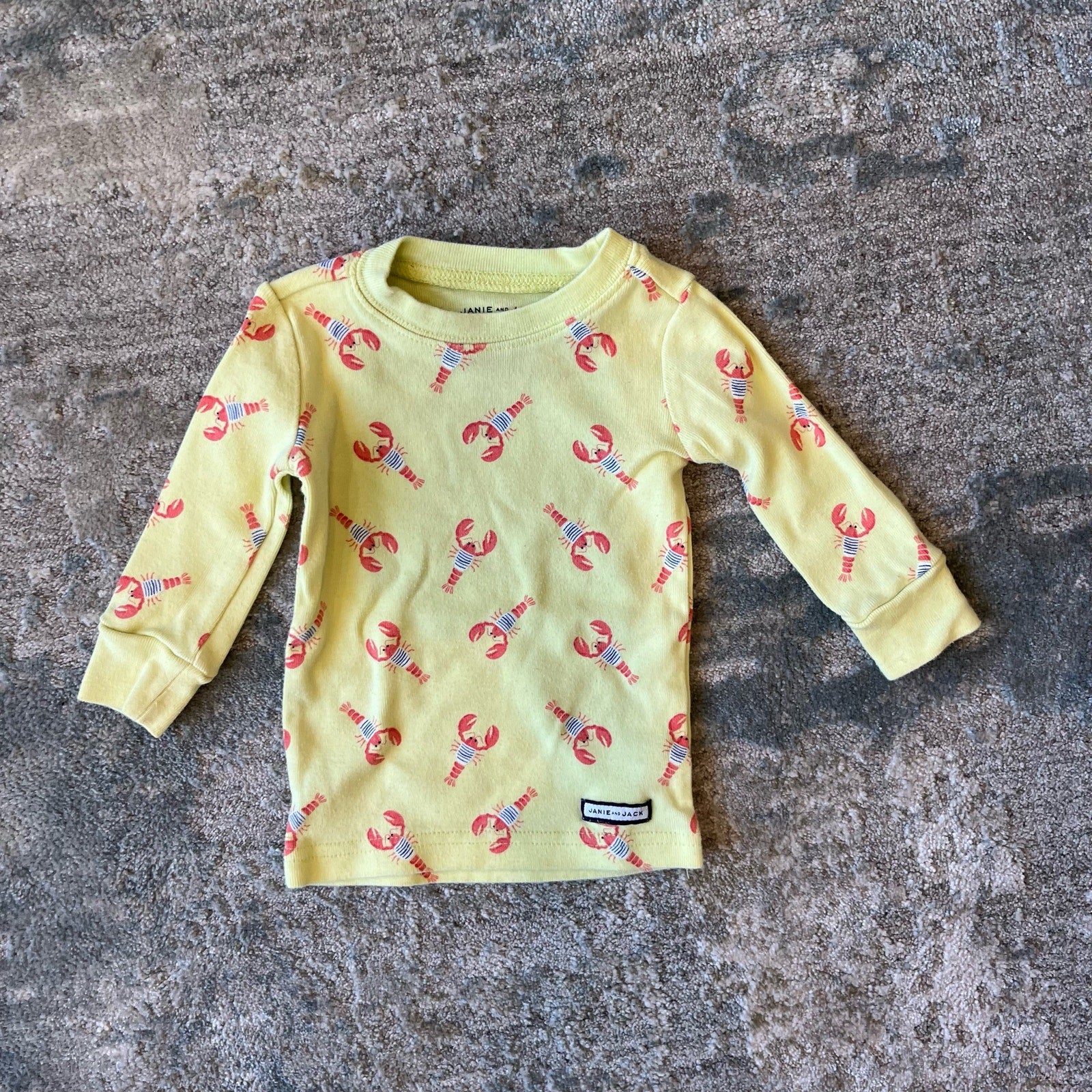 Janie and Jack Elgin Yellow Lobster Print Pajamas 6-12 Months