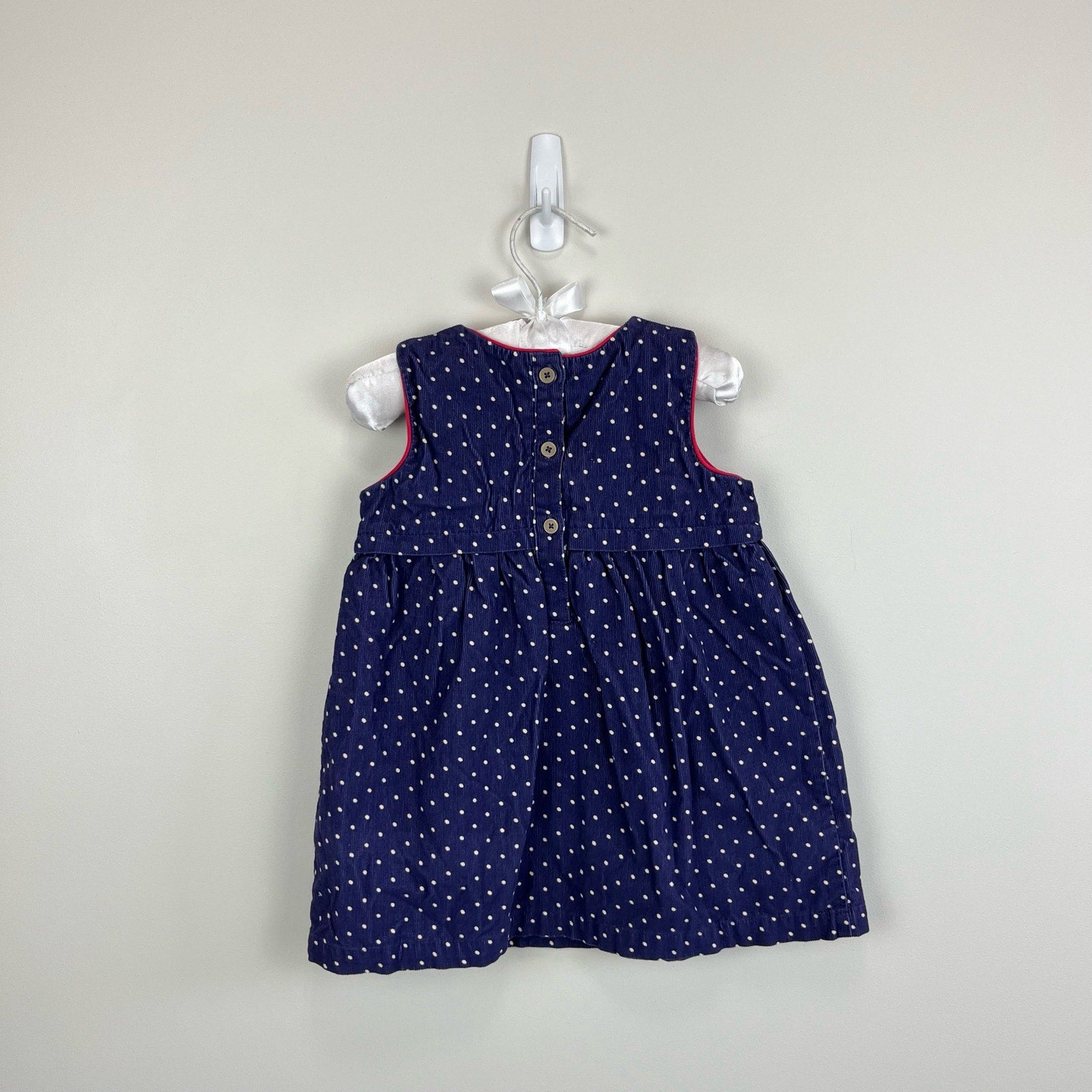 Mini Boden Blue Holiday Bunny Applique Jumper Dress 12-18 Months