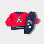 Load image into Gallery viewer, Vintage Feetje Ski Bear Sweatsuit Outfit Red Navy 86 cm 24 Months
