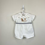 Load image into Gallery viewer, Clayeux France Bunny Shortall Romper 3 Months
