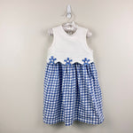 Load image into Gallery viewer, Vintage Hartstrings Blue White Gingham Flower Dress 4T
