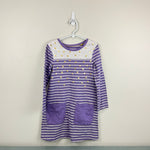 Load image into Gallery viewer, Mini Boden Long Sleeve Purple Striped Polka Dot Dress 6-7
