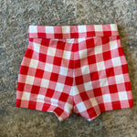 Load image into Gallery viewer, Janie &amp; Jack Island Punch Gingham Peplum Top and Ponte Short 6-12 Months
