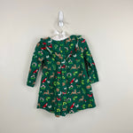 Load image into Gallery viewer, Mini Boden Shady Green Festive Woodland Ruffle Jersey Dress 6-9 Months
