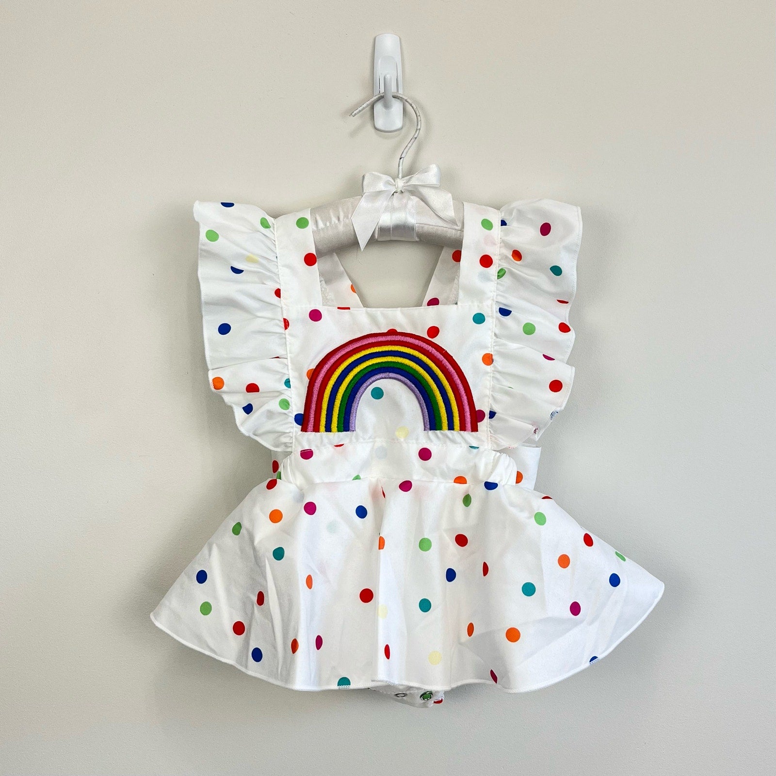 Baby Girl Rainbow Polka Dot Ruffle Romper 70 cm