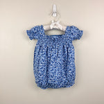 Load image into Gallery viewer, Janie and Jack Baby Floral Smocked Romper Silver Lake Blue 6-12 Months
