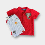 Load image into Gallery viewer, Mini Boden Piqué Polo Elephant Shirt 6-9 Months
