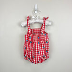 Load image into Gallery viewer, Hanna Andersson Gingham Floral Bubble Romper 70 cm 6-12 Months
