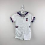 Load image into Gallery viewer, Vintage White Sailor Suit Romper 18 Months
