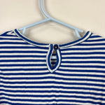 Load image into Gallery viewer, Mini Boden Long Sleeve Rainbow Applique Jersey Dress Blue Stripe 6-7
