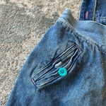 Load image into Gallery viewer, Vintage Happy Kids Blue Jean Bow Suspender Overalls 4T
